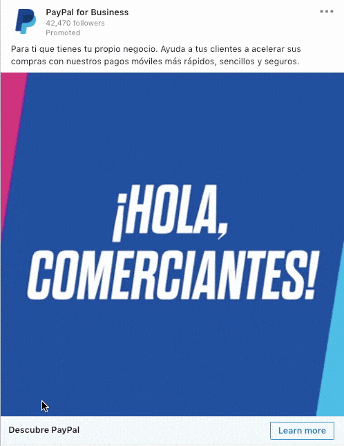 Ejemplo de publicidad de LinkedIn - post promocionado