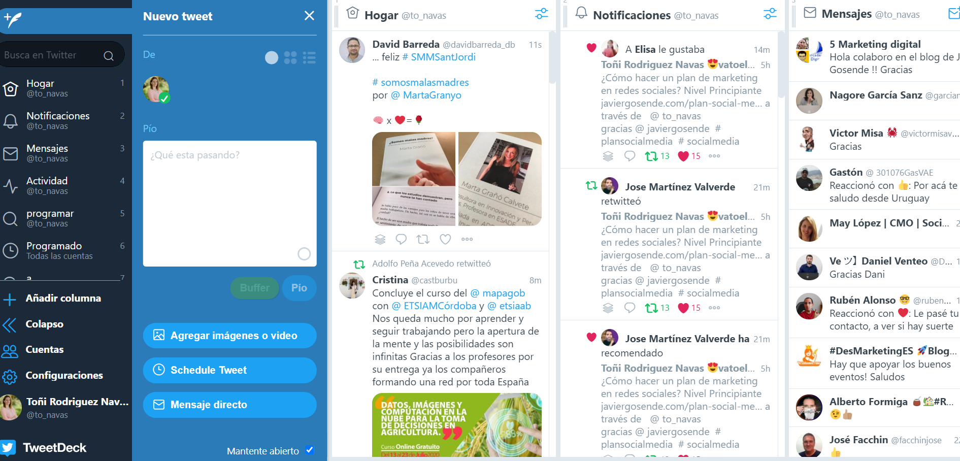 TweetDeck para automatizar tweets