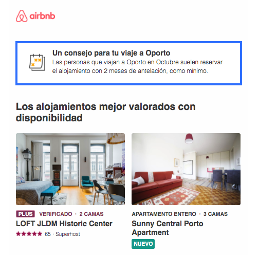 ejemplo de email de Airbnb ejemplo de email de Airbnb