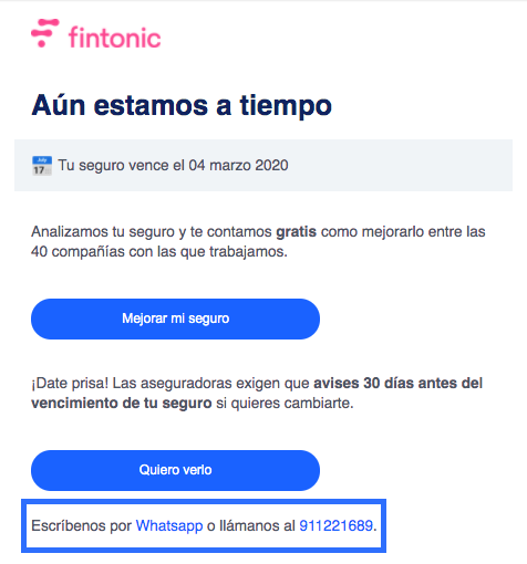 Ejemplo de email comercial de Fintonic Ejemplo de email comercial de Fintonic
