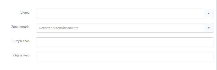 información zona horaria de los contactos