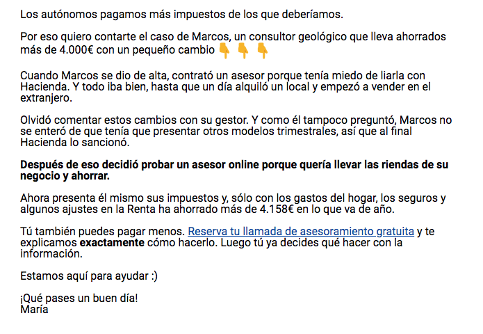 Ejemplo de mailing de Declarando Ejemplo de mailing de Declarando