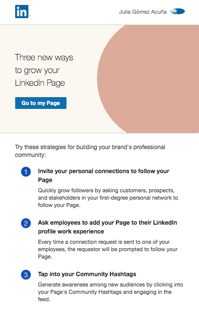 Ejemplo de mailing de LinkedIn Ejemplo de mailing de LinkedIn