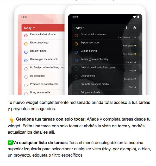 Ejemplo de mailing de Todoist Ejemplo de mailing de Todoist