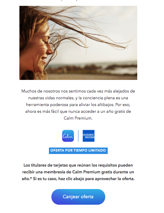 Texto de email de Calm