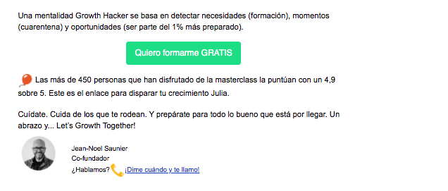 Texto de email de Growth Hacking Course