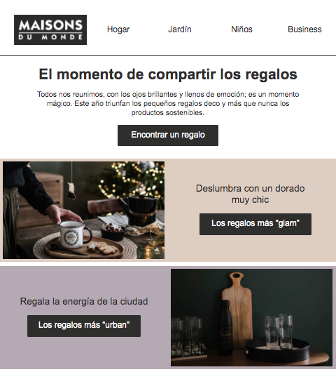 Texto de email de Maisons du monde