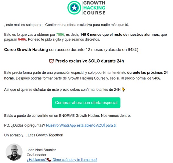 Ejemplo de email de ventas de GHC Ejemplo de email de ventas de GHC