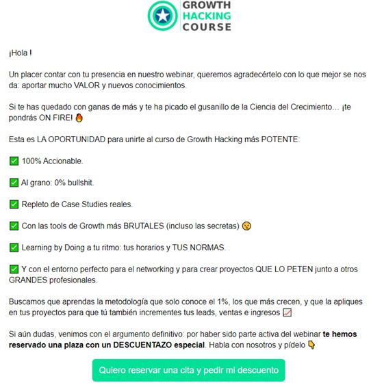 Ejemplo de mailing post webinar de GHC Ejemplo de mailing post webinar de GHC