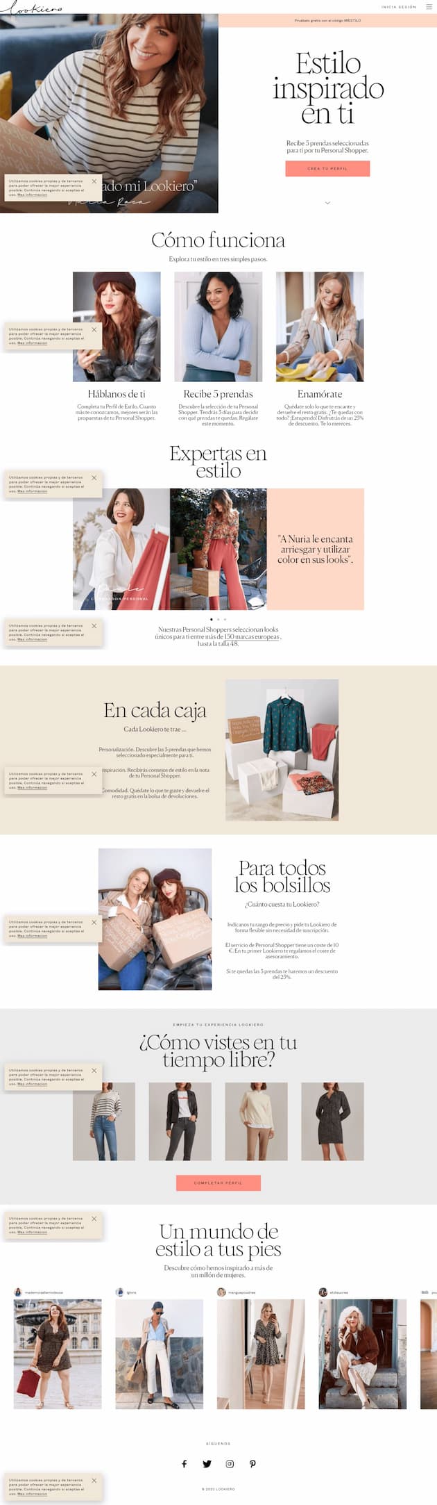 Ejemplo de landing page de Lookiero
