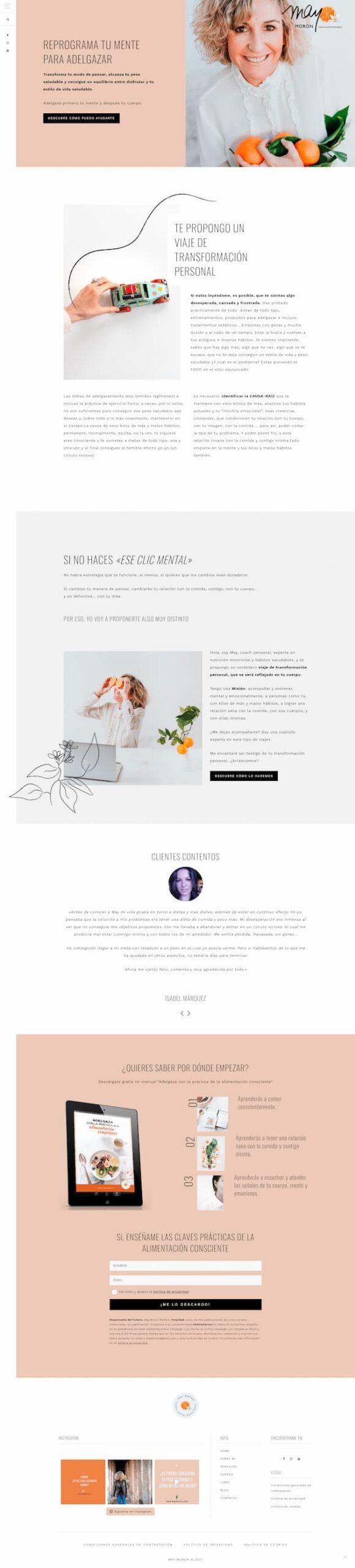 Ejemplo de landing page de May Morón