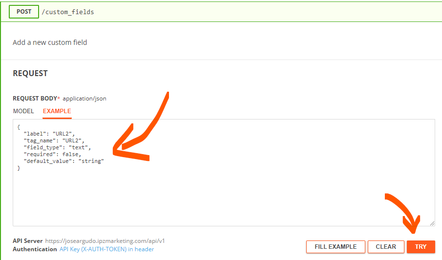 Crear campos personalizados mediante API