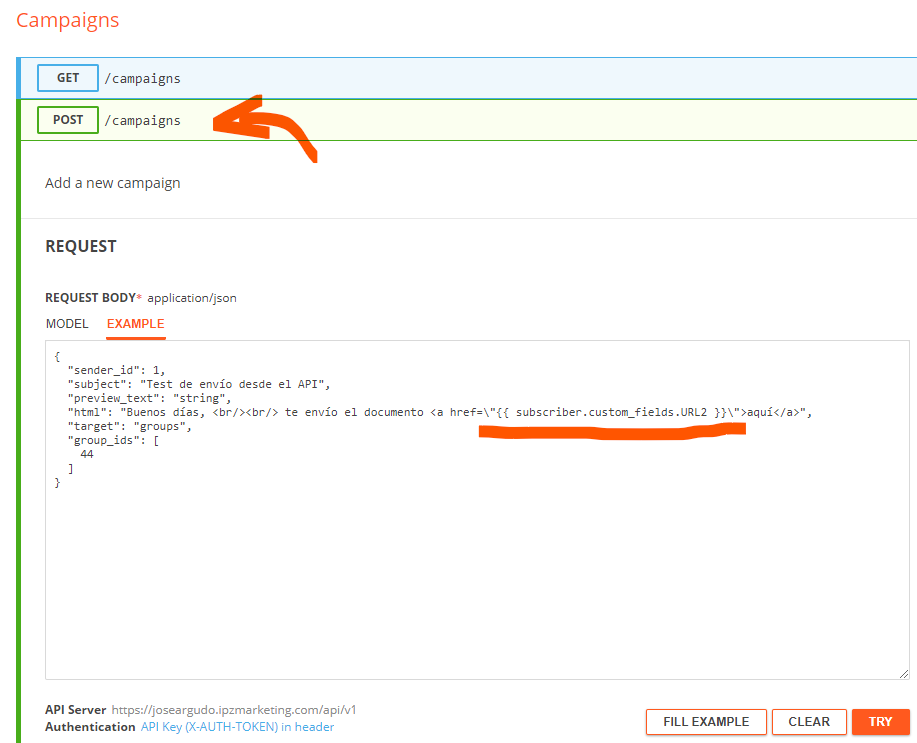 Crear el mailing con el campo personalizado