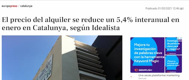 Ejemplo de PR digital de Idealista - Aparición en Europa Press Ejemplo de PR digital de Idealista - Aparición en Europa Press