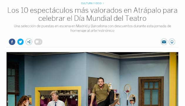 Ejemplo de PR digital de Atrápalo - Aparición en El País Ejemplo de PR digital de Atrápalo - Aparición en El País