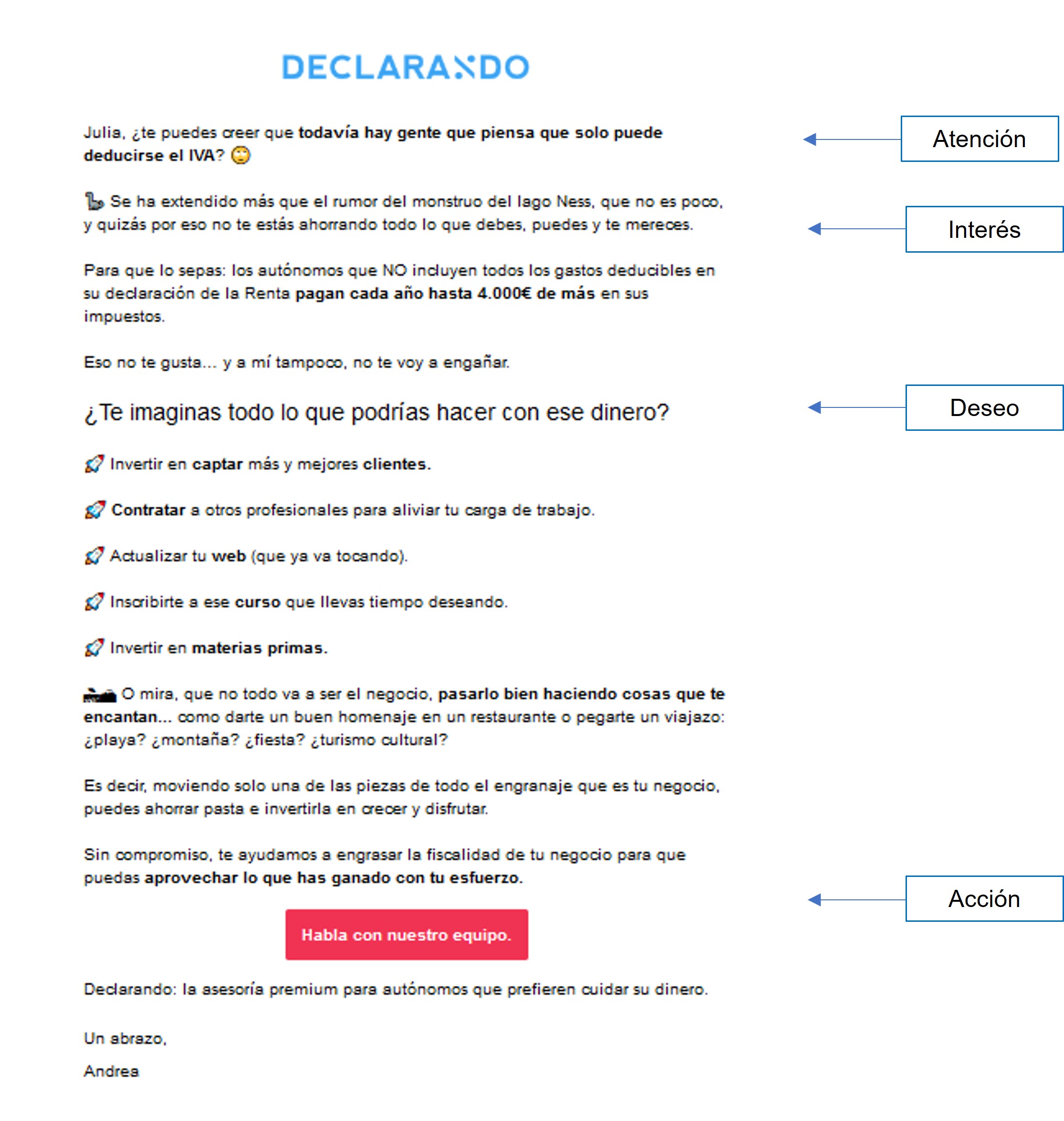 Ejemplo newsletter declarando Ejemplo newsletter declarando