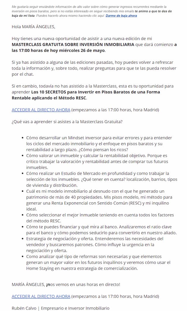 Exponenciales: envía el enlace a un directo o a una clase gratuita