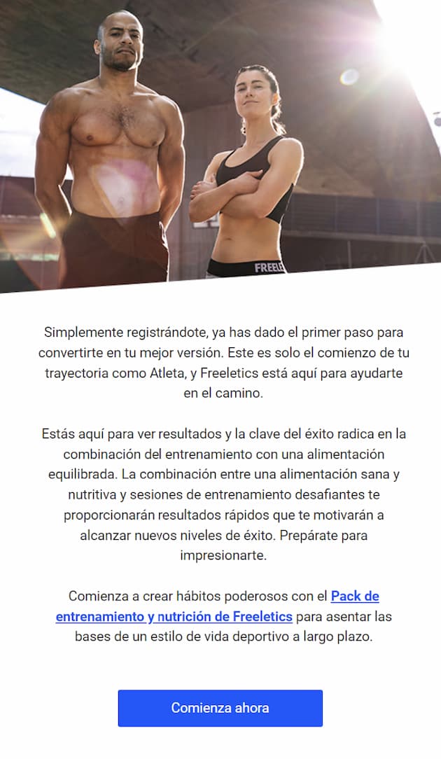 Freeletics: confirma el registro y aprovecha para vender